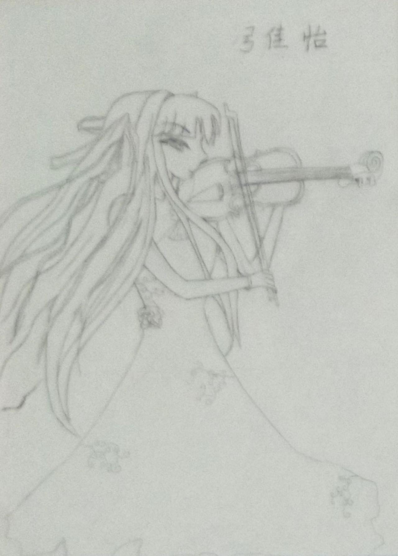 拉提琴的少女 弓佳怡画