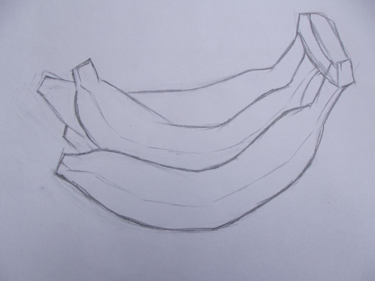 第二步，打出每根香蕉的轮廓