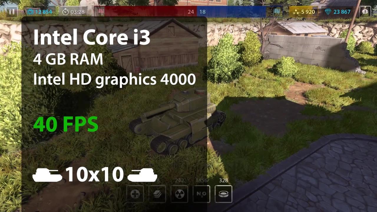 Unity新版3D坦克流畅运行配置：酷睿i3处理器、4GB内存、Intel HD Graphics 4000集成显卡