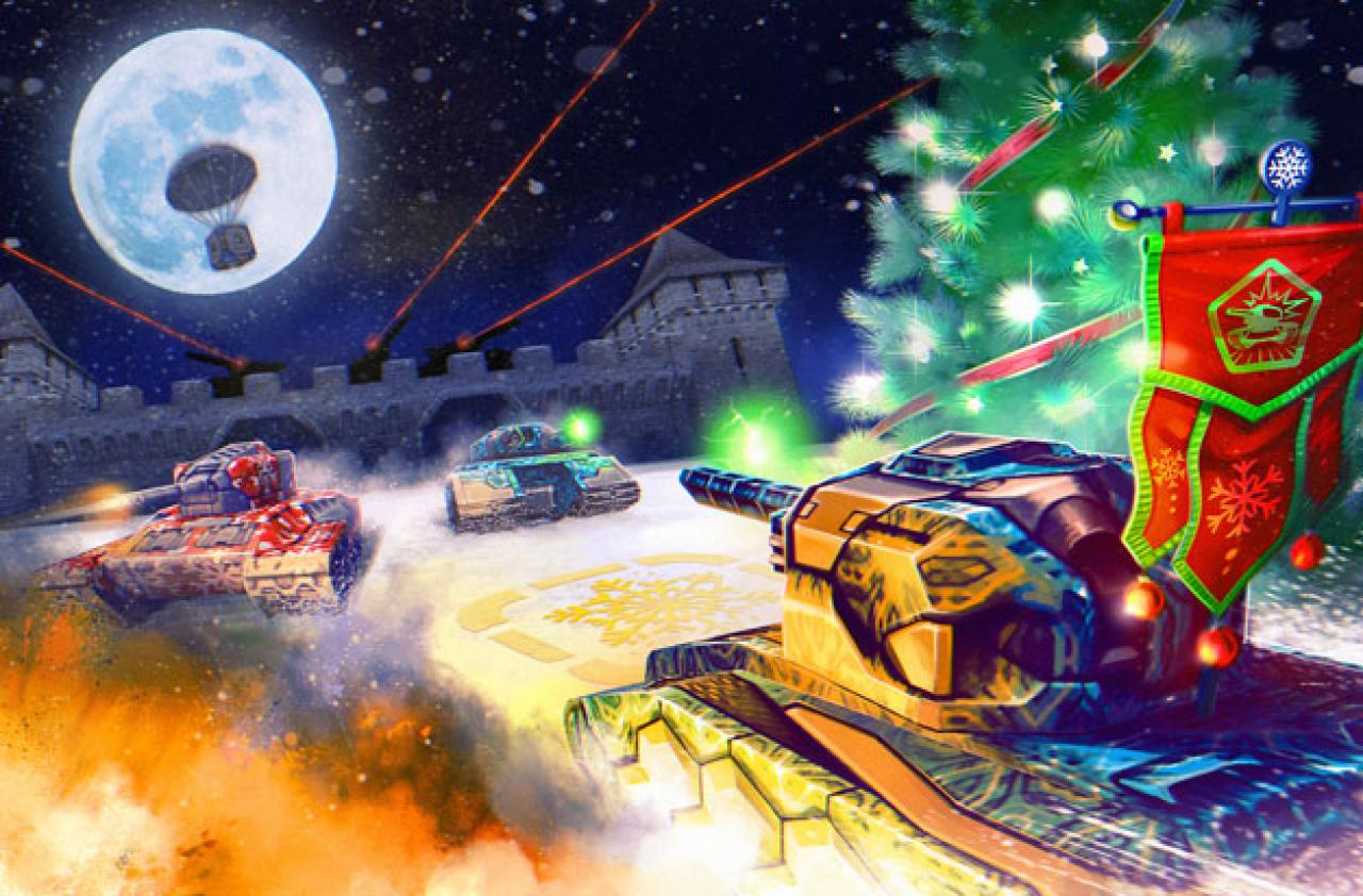 3D坦克英服圣诞节新年活动宣传图