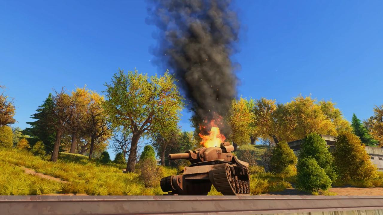 Unity新版3D坦克沼泽平原地图中燃烧的坦克