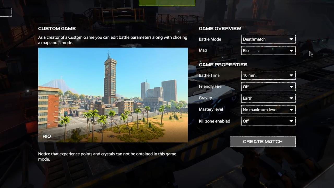 TankiX自定义游戏创建战场的设置界面