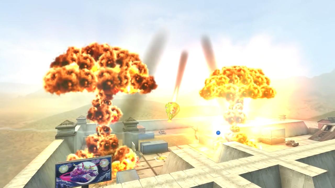 3D坦克圣诞树金水晶在2042地图降落，爆炸后升起的蘑菇云
