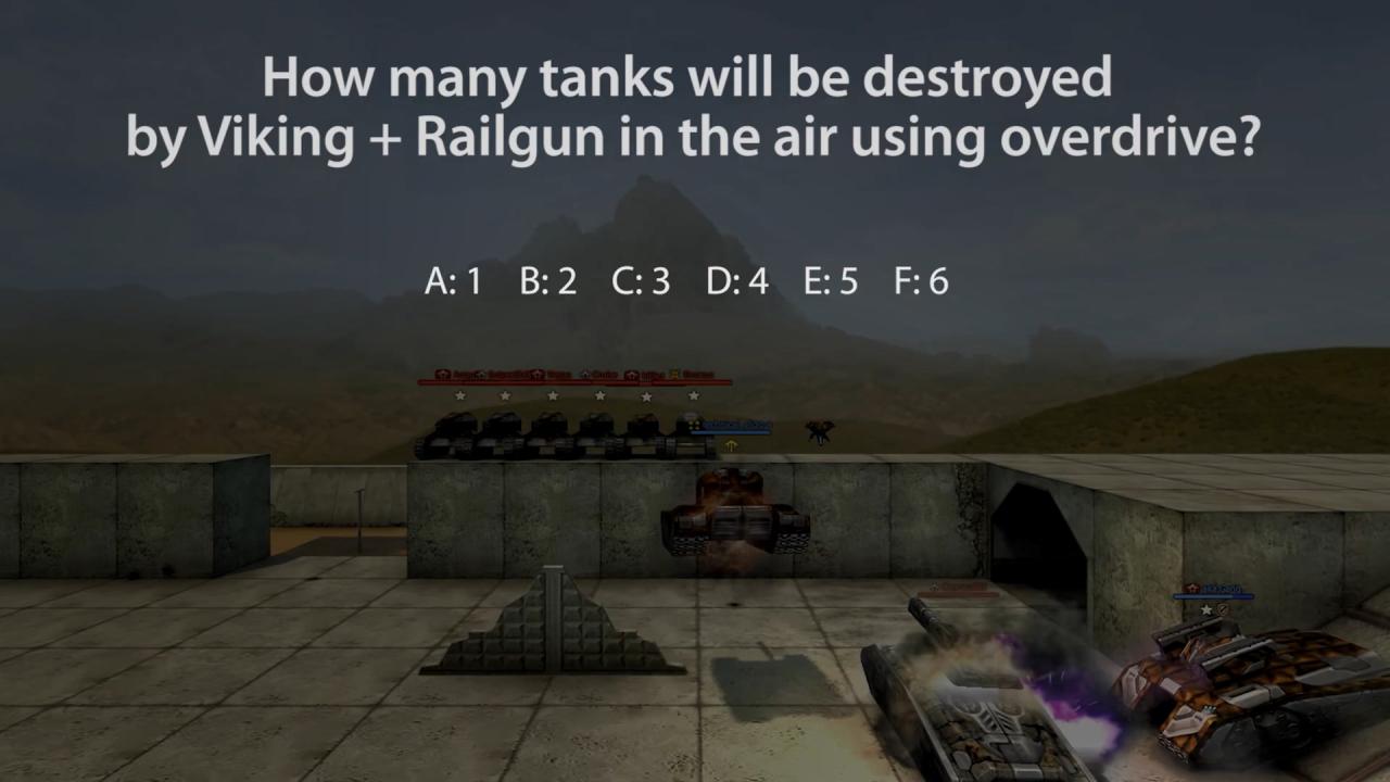 3D坦克猜猜看：将有多少辆坦克被激活了超速的装备维京和激光炮坦克击毁？