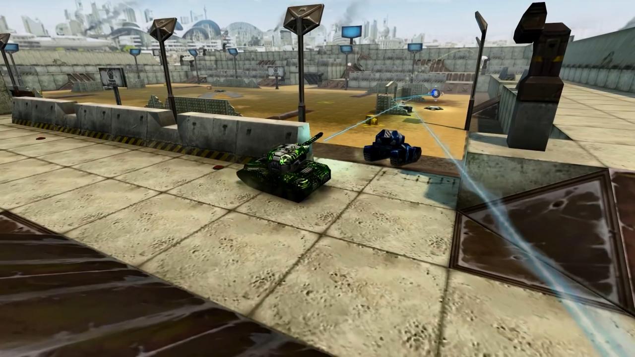 3D坦克运动场地图上的激光炮战斗