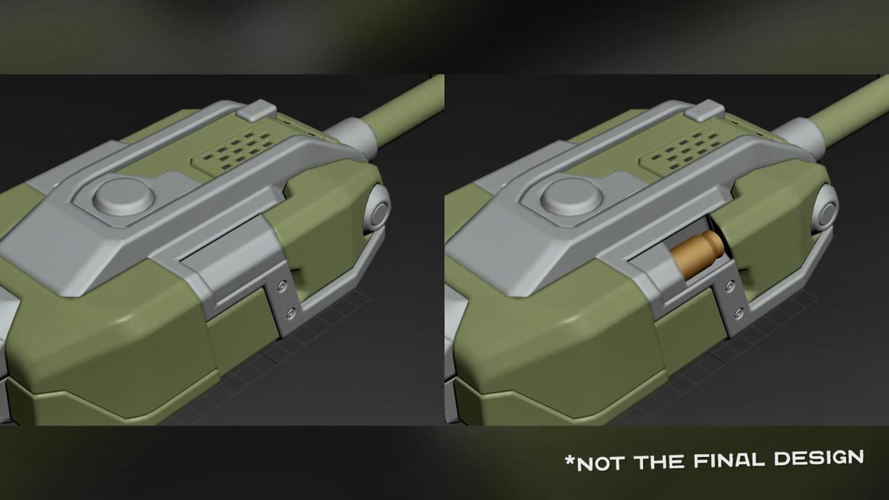 3D坦克新轰天炮炮塔模型增加弹射装置细节（设计中模型请以实际上线为准）