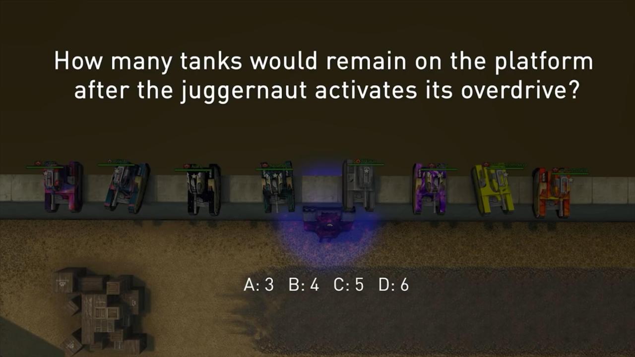 3D坦克每周猜猜看问题：超级坦克使用超速功能后，将有多少辆坦克留在平台上？