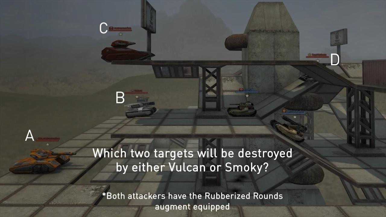 3D坦克每周猜猜看：哪两个目标将被极速炮和轰天炮击毁？（所有攻击者都装备了橡皮子弹参数）