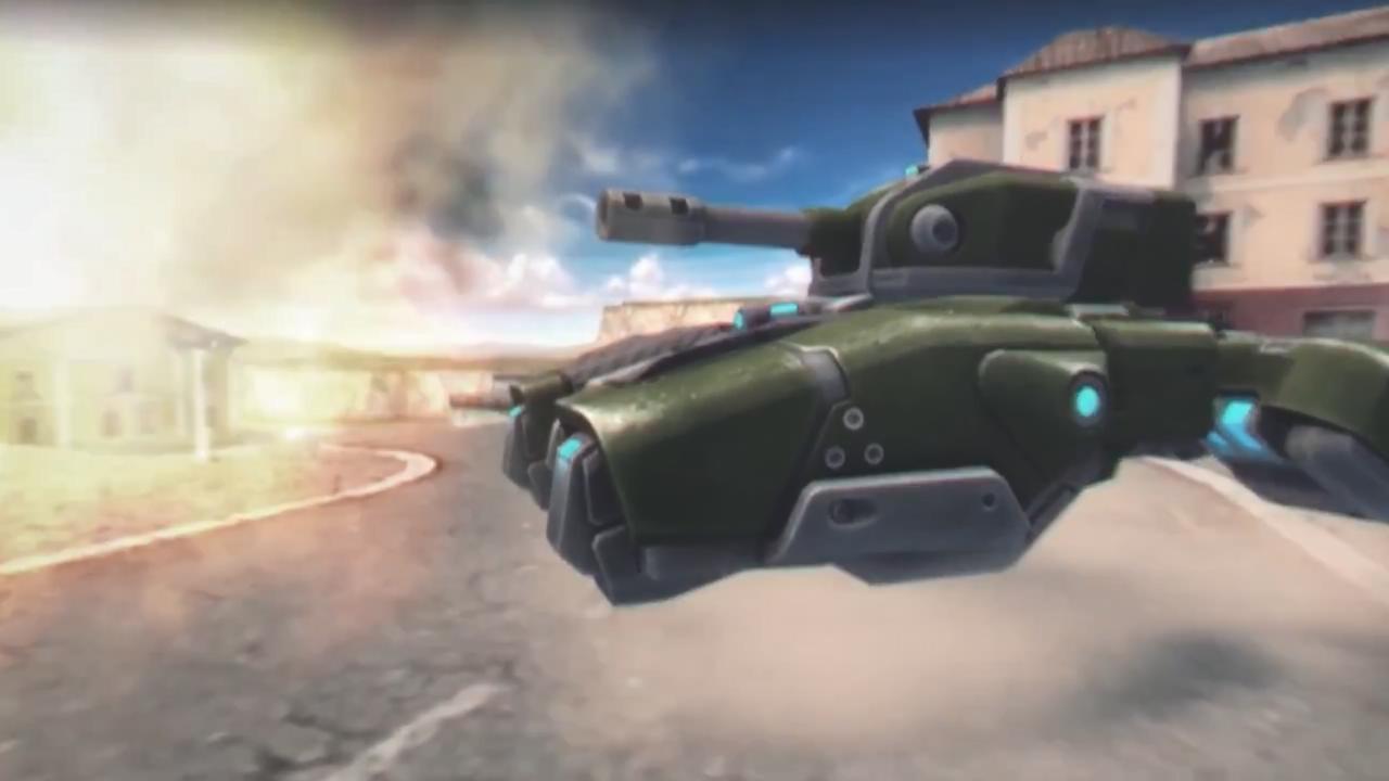 3D坦克正在射击扬起尘土的轰天炮