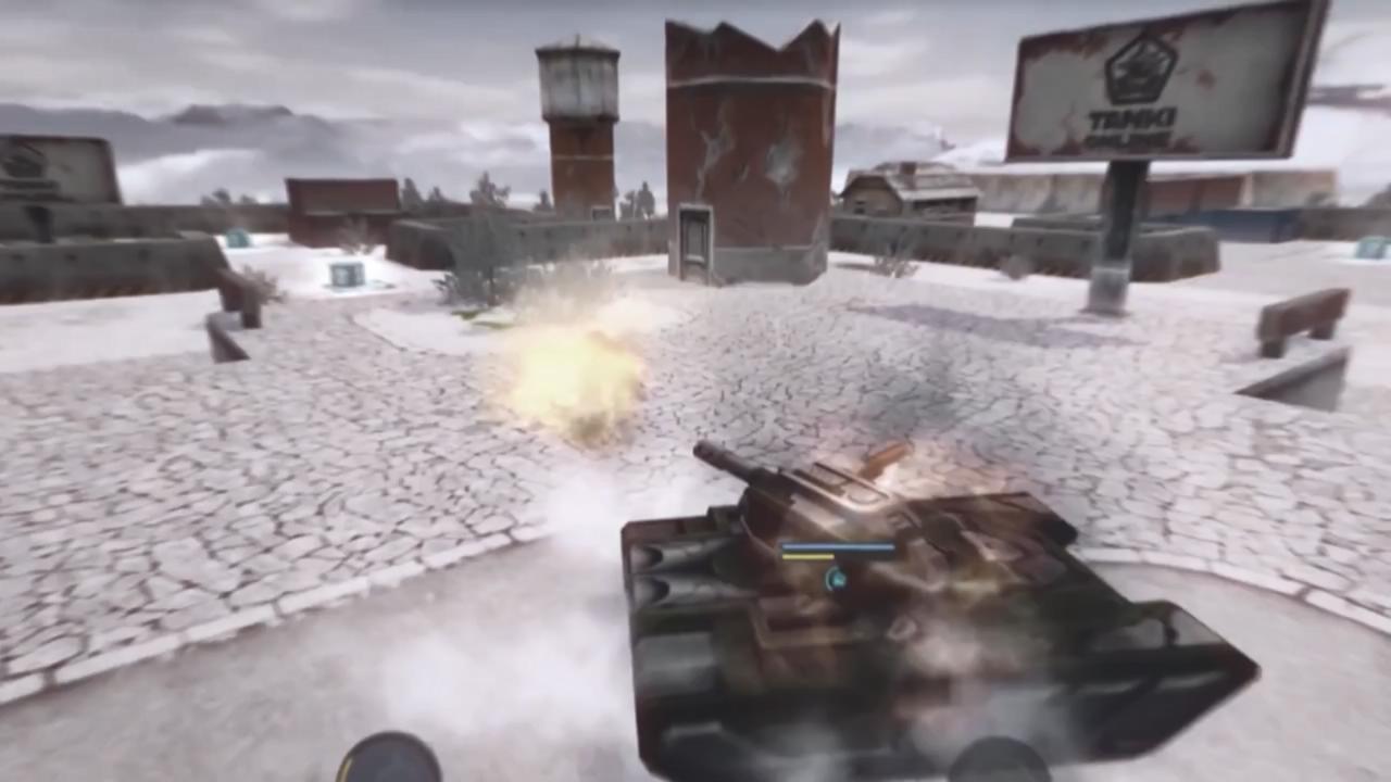3D坦克轰天炮在冬天雪景模式下射击