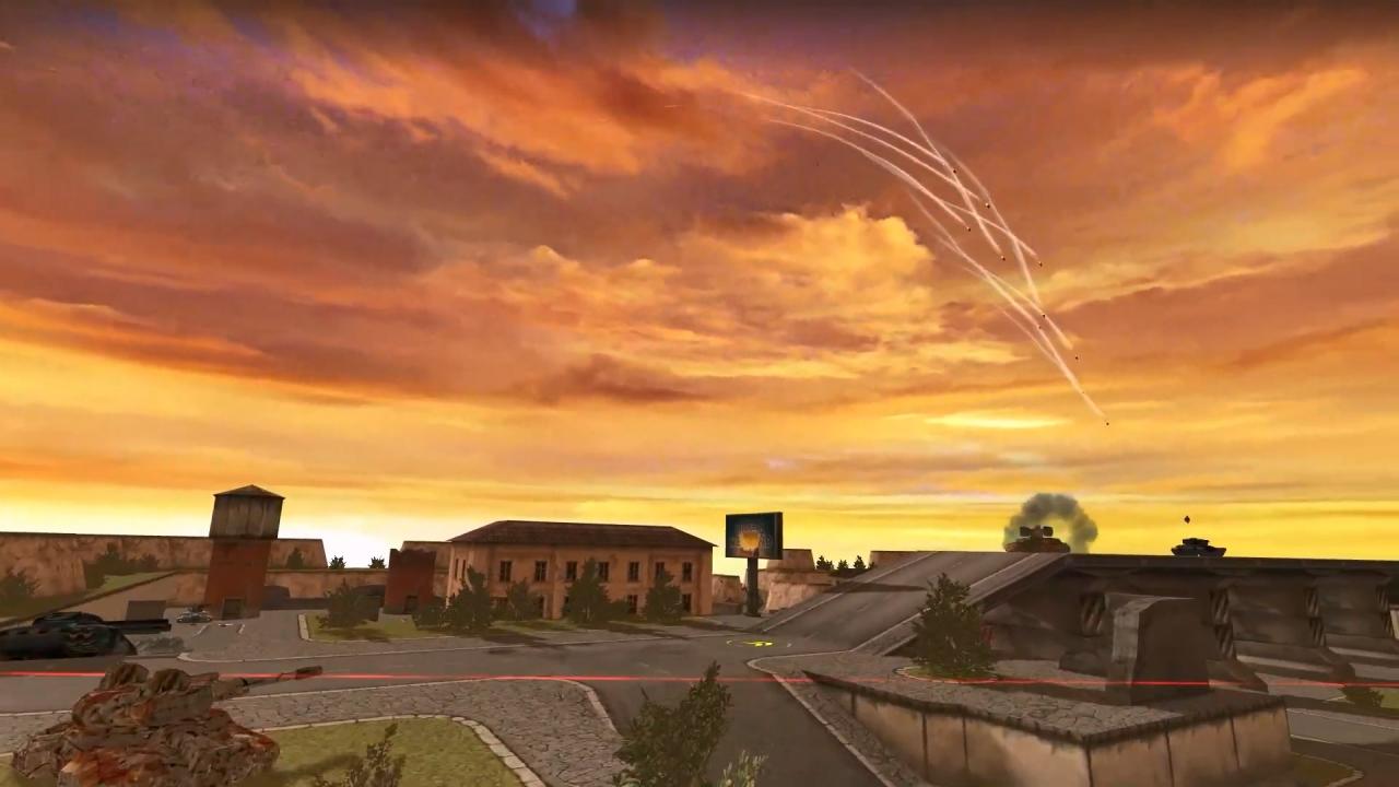 蝎型炮塔的火箭弹的烟雾粒子效果在空中滑过的轨迹