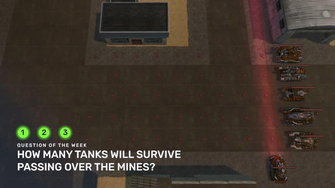 每周猜猜看问题：多少辆坦克经过地雷后会幸存？