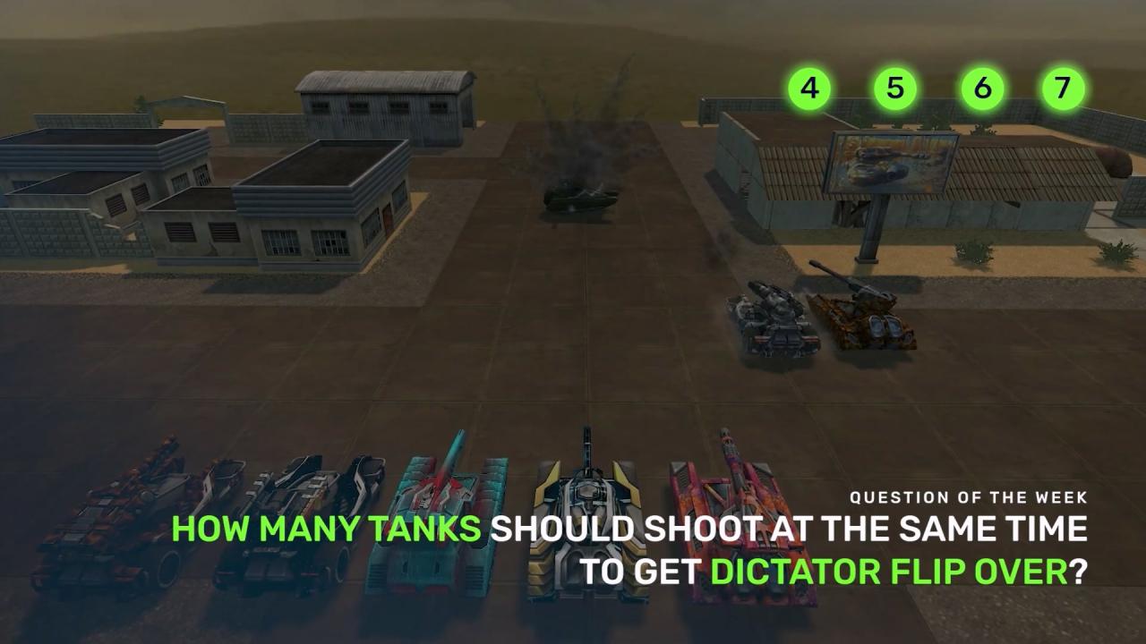3D坦克每周猜猜看：多少辆坦克同时射击可以掀翻独裁者底盘？