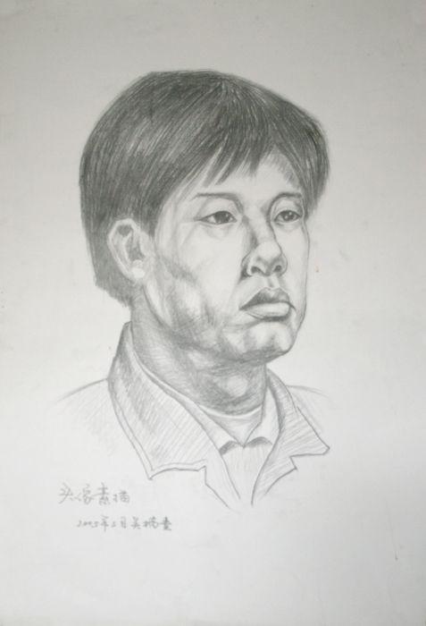 头像素描 青年男孩 2005年三月 吴楠画