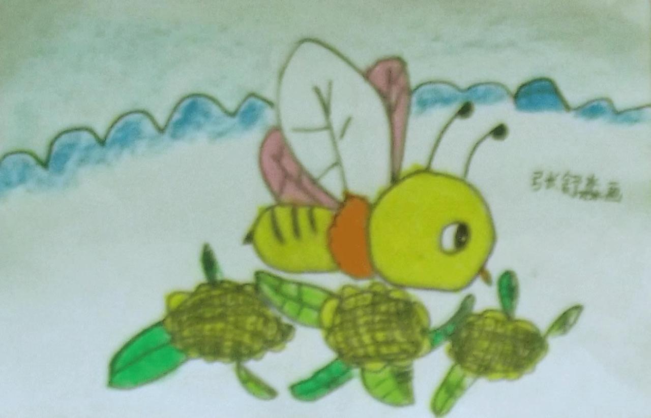 小蜜蜂采蜜 张舒淼画