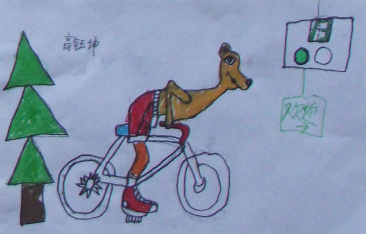 骑自行车的袋鼠 高钰坤画