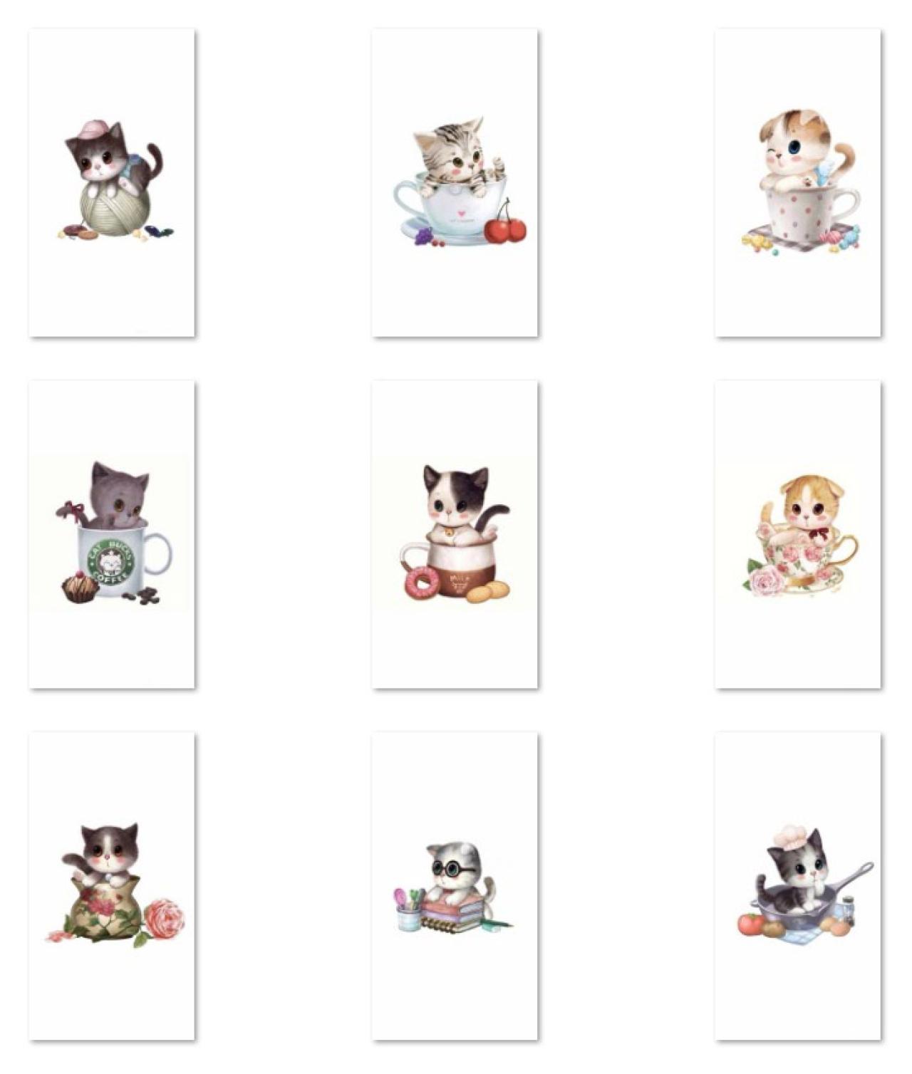 激萌茶杯猫白色手机壁纸 预览图