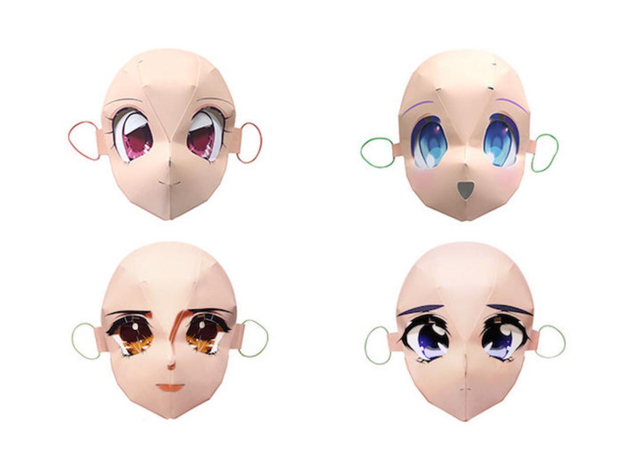 四种表情的2.5次元面具：Cheerful（欢乐）、Lolita（洛丽塔可爱）、Grace（优雅）、Timidity（胆怯）