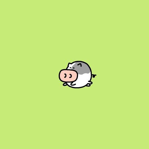 小花猪奔跑绿色背景小头像