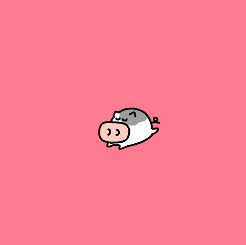 小花猪奔跑粉色背景小头像