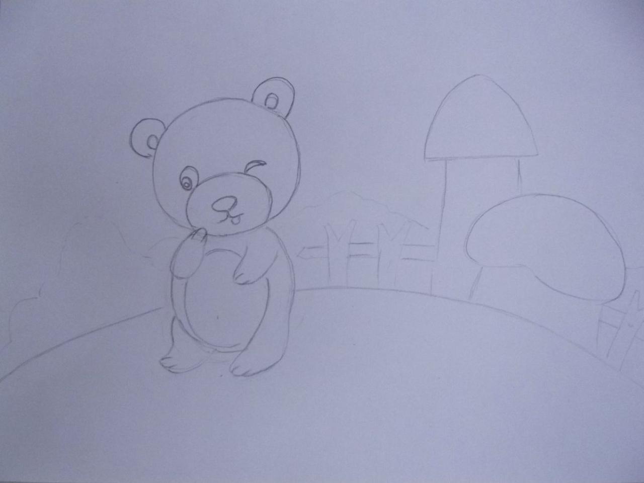 第二步，把小熊画完整