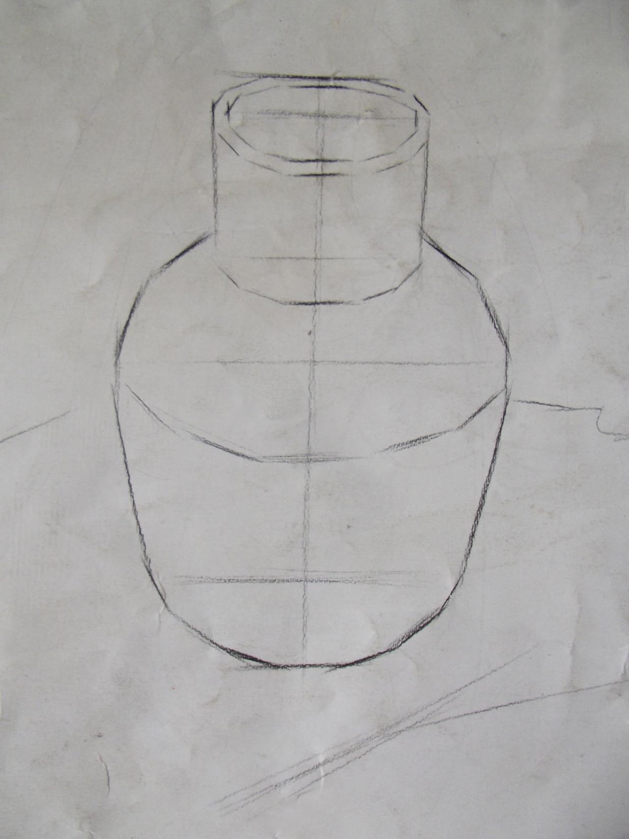 第一步，画陶瓶的基本型