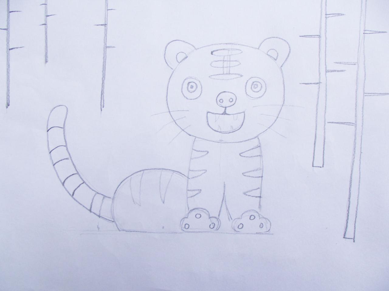 第二步，画出小老虎各部分的结构特征