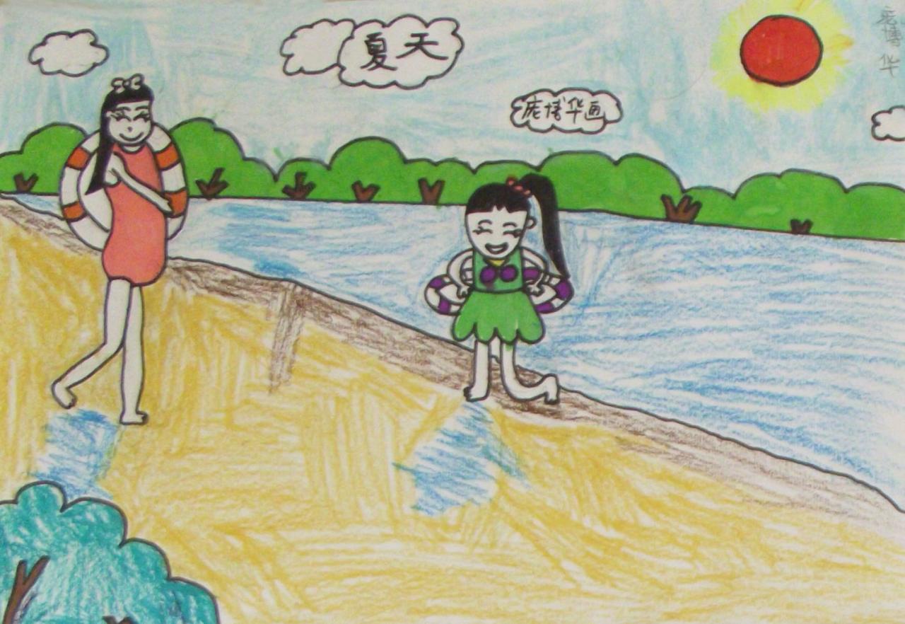 夏景图小学生绘画图片