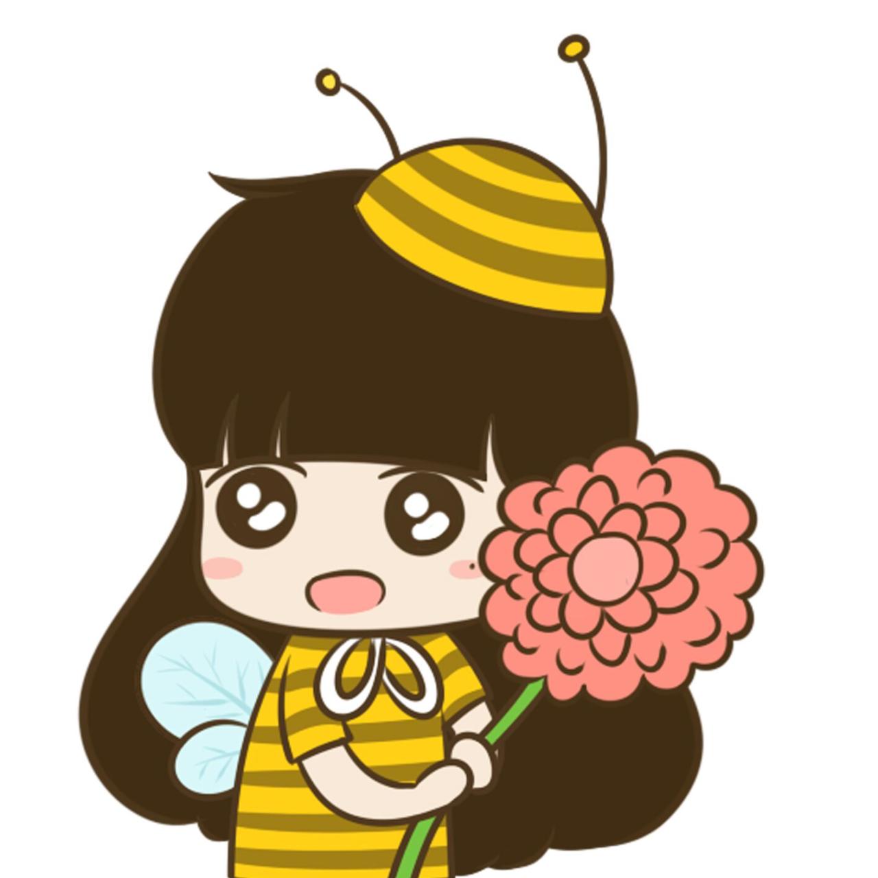 情侣头像女用：扮成小蜜蜂捧着一束花的小希头像