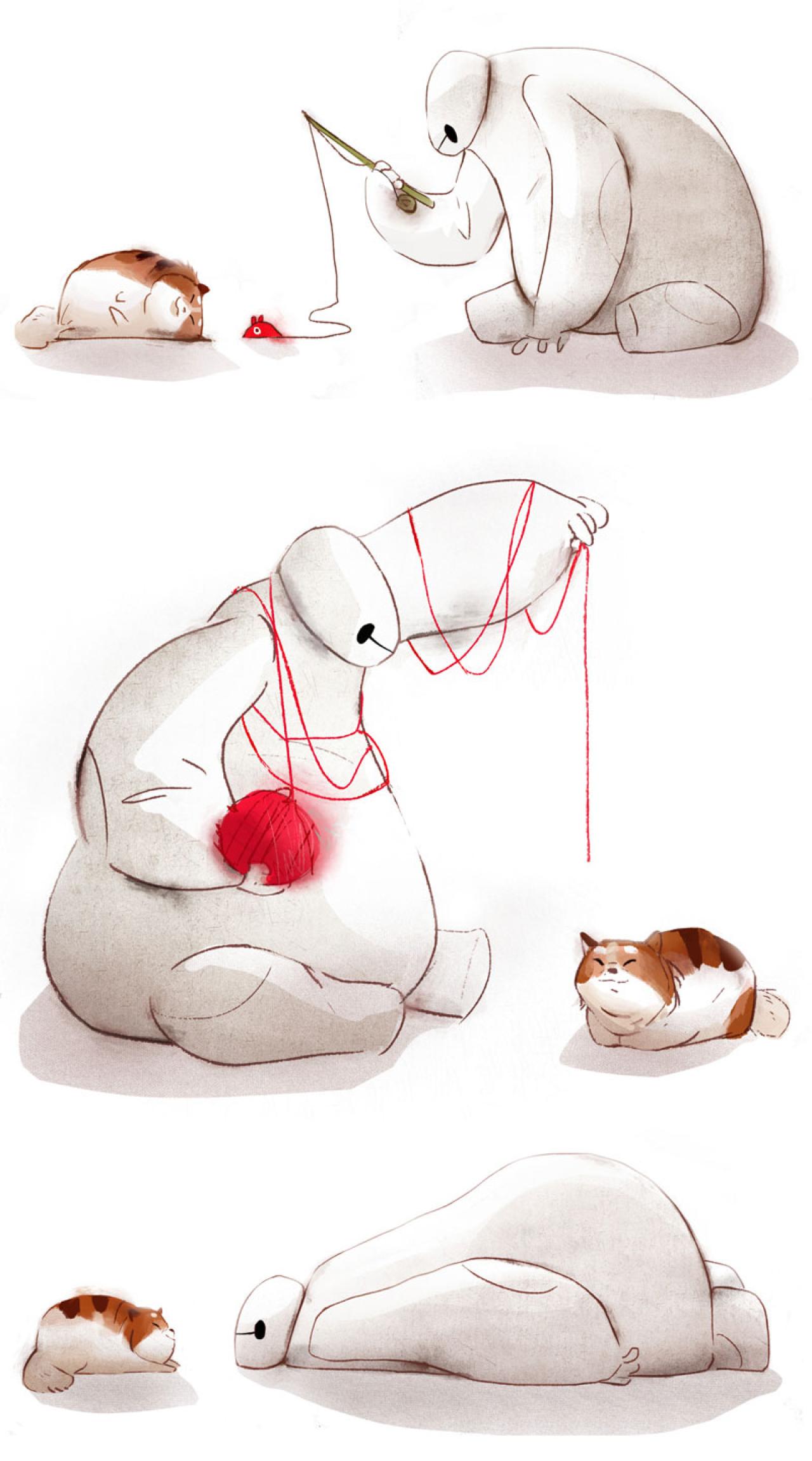 大白和猫咪的萌日常 预览图