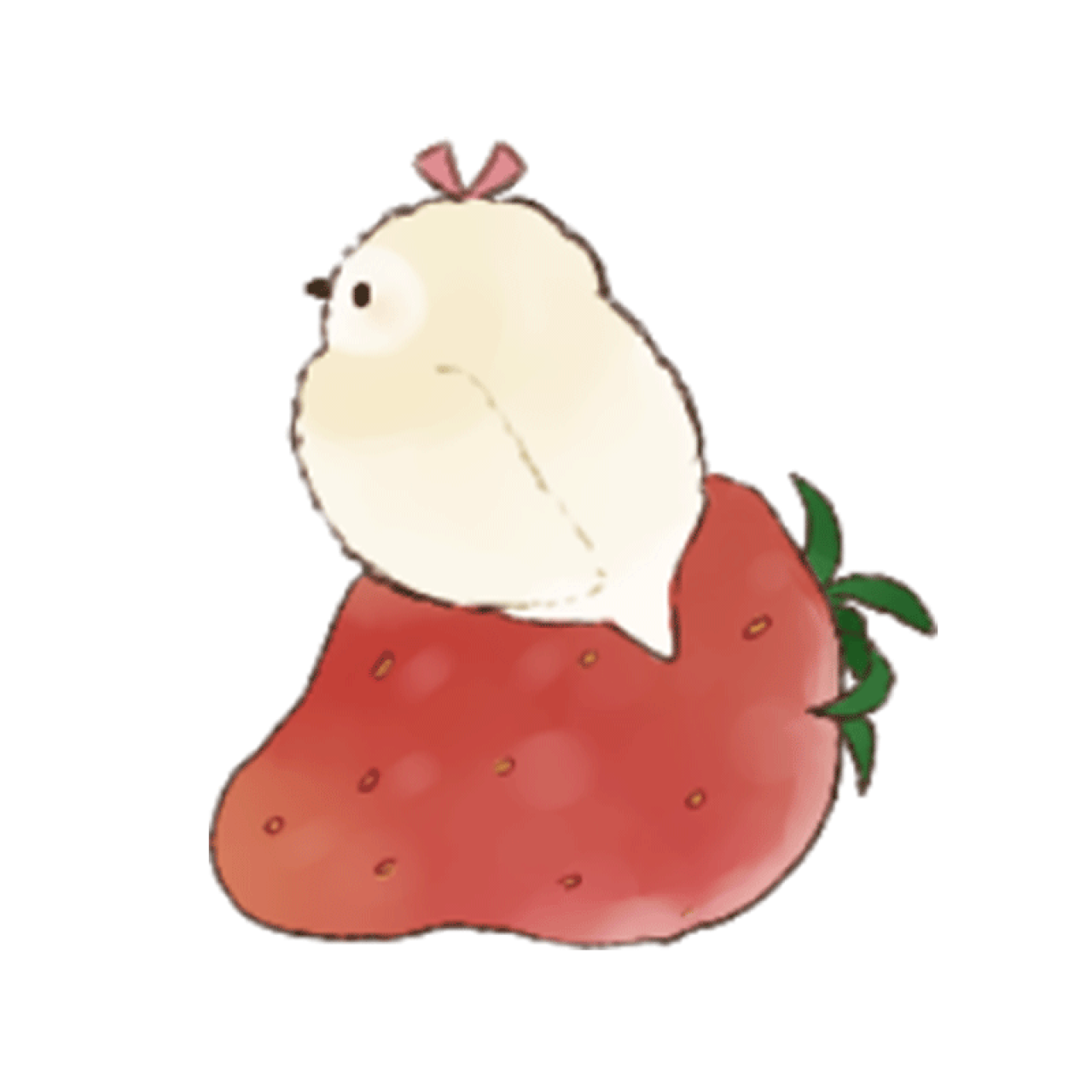 站在草莓上的胖小鸟头像