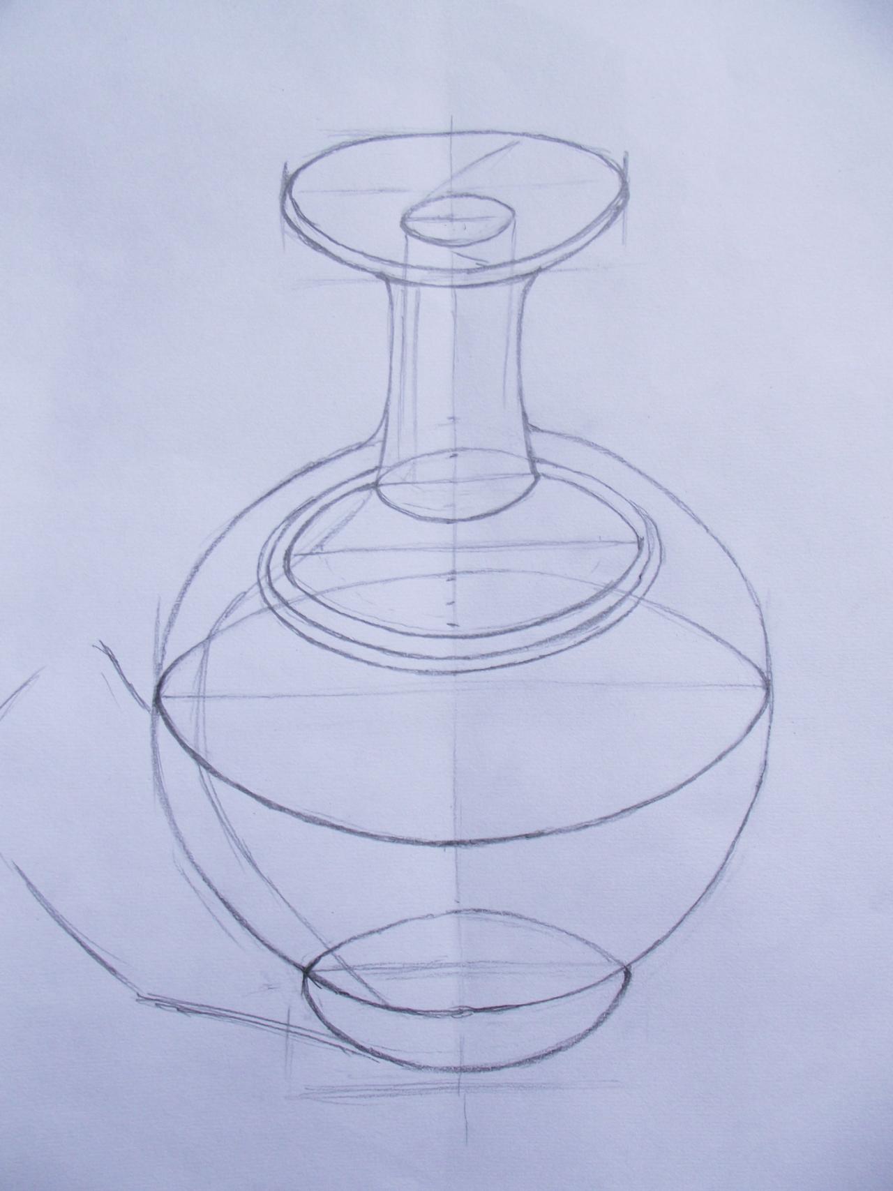 第四步，画出花瓶的内部结构