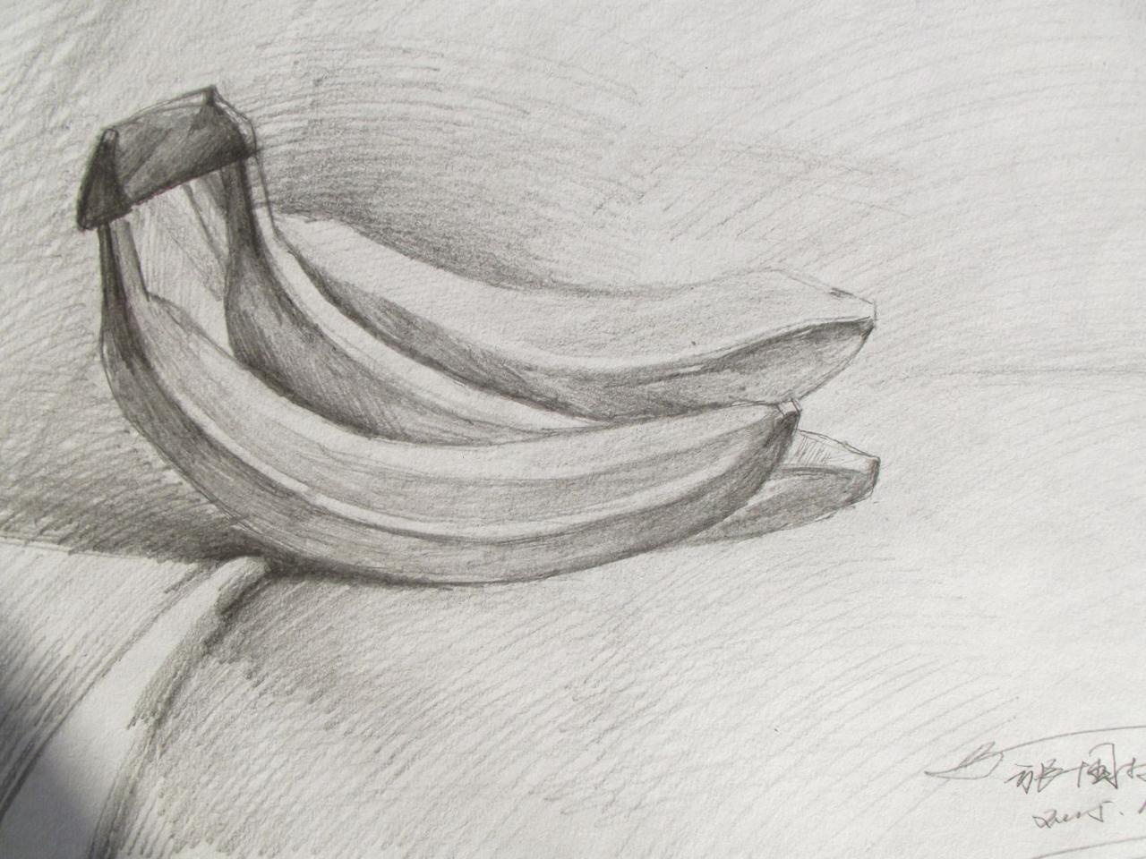 香蕉 静物素描 张国彬画