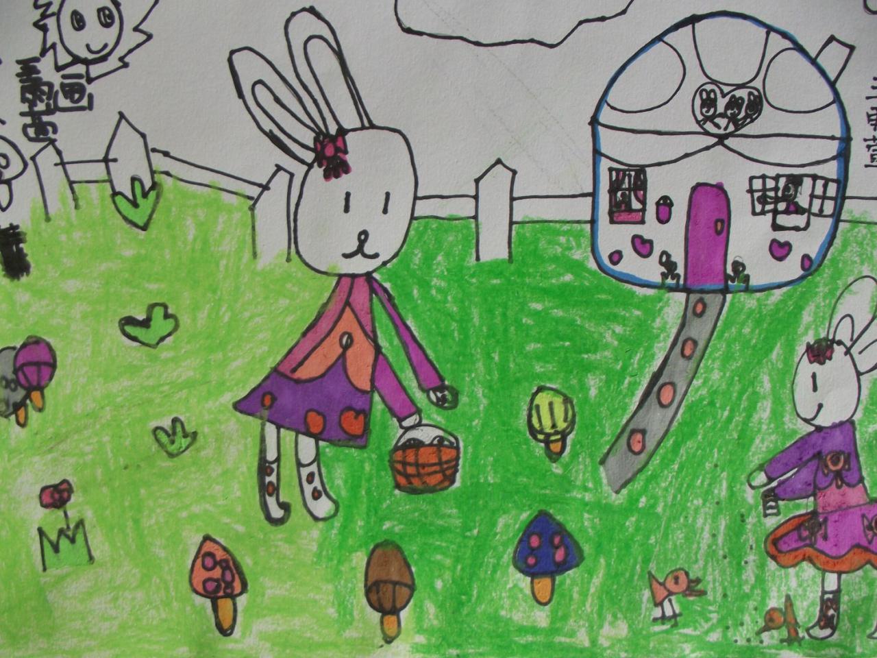 兔子妈妈和孩子 王雨萱画