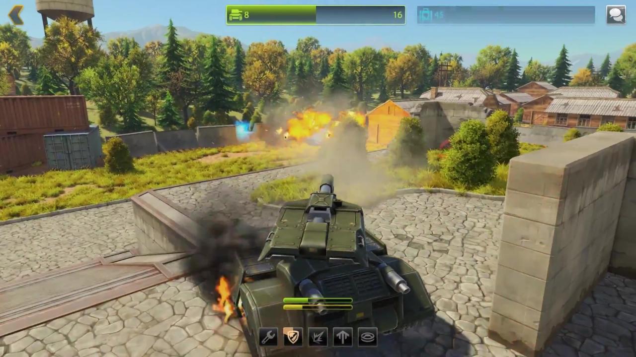 Unity新版3D坦克炮塔之雷暴炮在高地角斗场同时溅射伤害两辆坦克