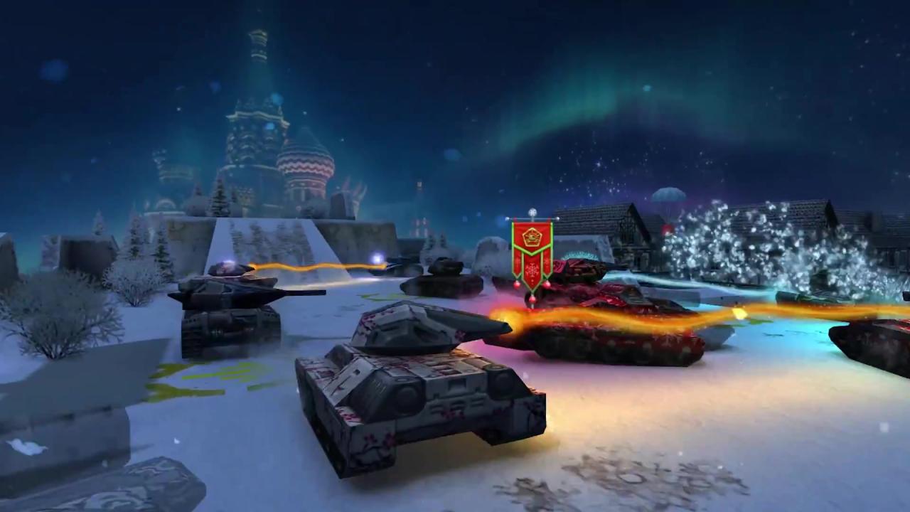 3D坦克2016新年地图中的圣诞旗帜、城堡