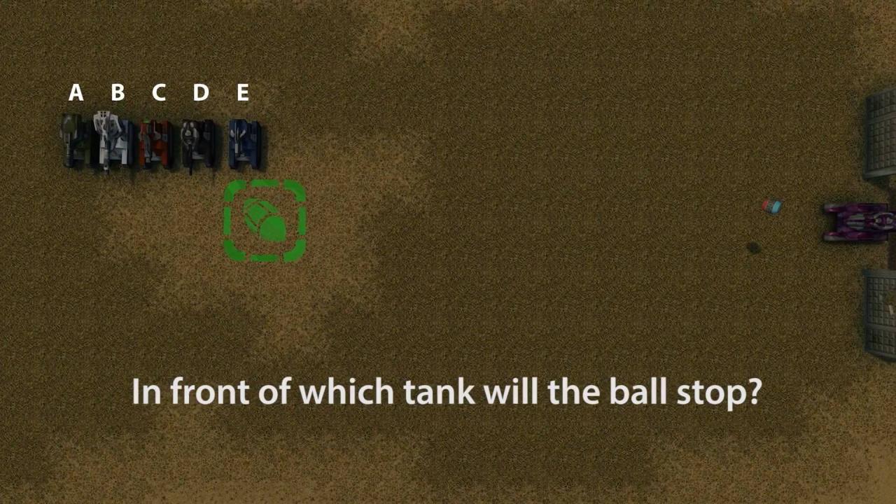 3D坦克运动场：球将落在哪一辆坦克面前？