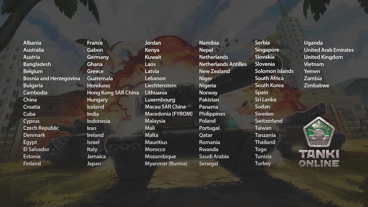 3D坦克移动版已经上线（含内测）国家列表