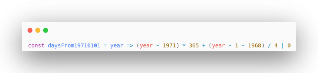 快速计算某一年距离 1971 年 01 月 01 日的天数的 JavaScript 代码