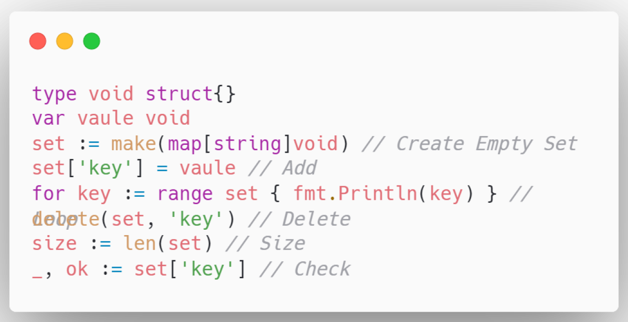 Golang 中节省内存的哈希集合 Set 代码