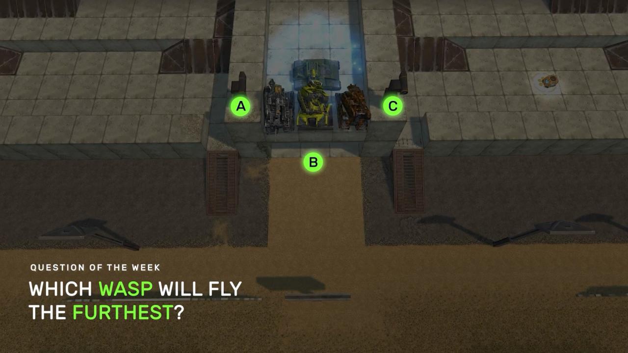 3D坦克每周猜猜看问题：哪辆黄蜂将飞得最远？
