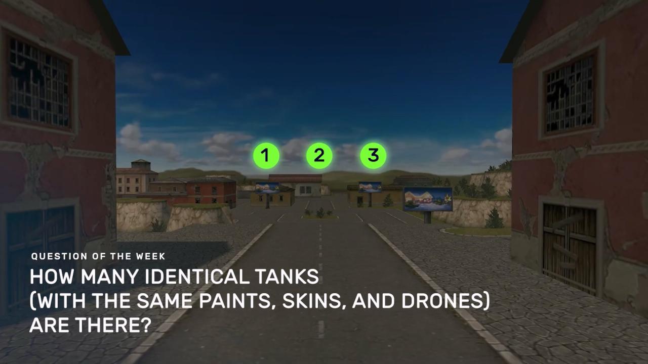 3D坦克这里有多少辆完全相同的坦克？（游戏迷彩、皮肤和无人机相同）